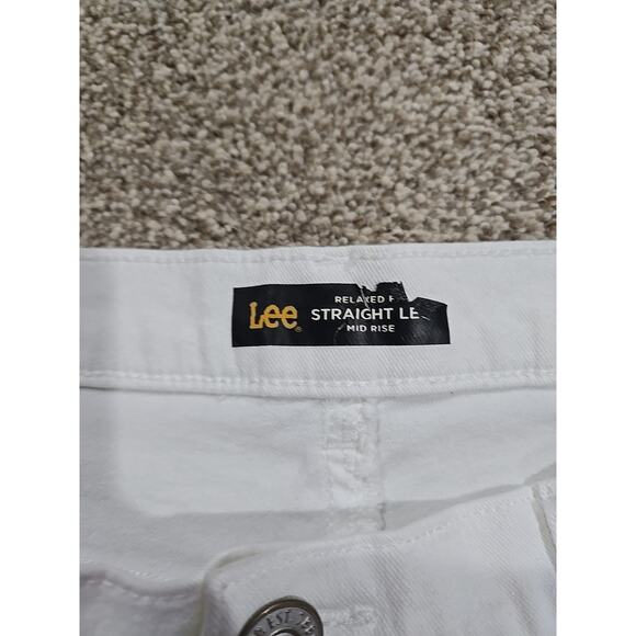 Lee Relaxed Fit Staight Leg Mid Rise White Jeans Womens 14 Short - Picture 6 of 10